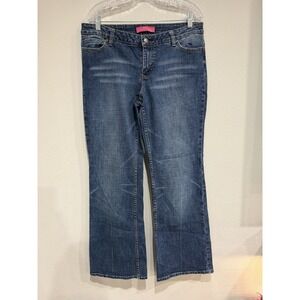 Thalia‎ Sodi Jeans Women 11/12 Blue Bootcut Low-Rise Dark Whiskered Denim Pants